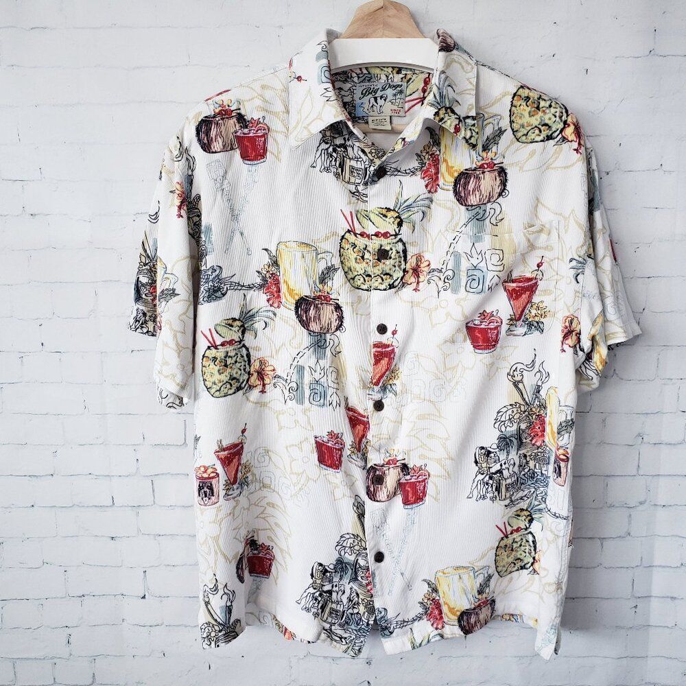 Big Dogs Mens Button Up Short Sleeve Shirt Size S / M Lightweight Corduroy Y2K